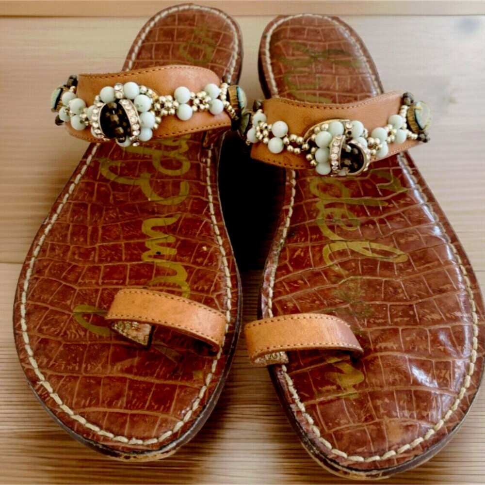 Circus NY By Sam Edelman Womens Gillie Gladiator Sandals 7M Brown Beaded Flats